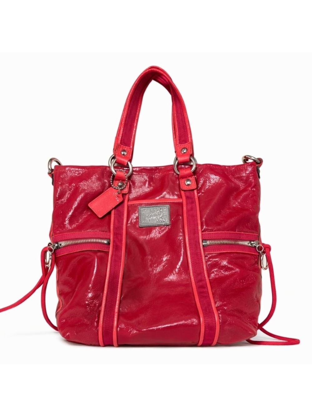 Coach Poppy Red Patent Shoulder Tote